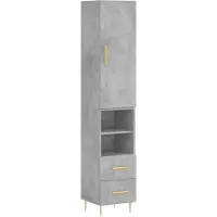 vidaXL Highboard gris béton 34,5x34x180 cm Bois composite