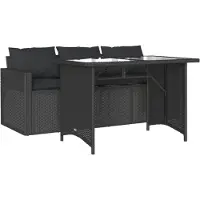 vidaXL Ensemble de jardin 2 pièces avec coussins Noir Poly Rattan