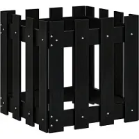 vidaXL Jardinière avec design de clôture noir 40x40x40 cm pin massif