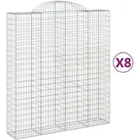 vidaXL Gabions avec arc surélevé 8 pcs. 200x50x220/240cm Fer galvanisé