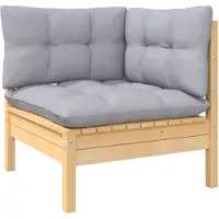 vidaXL Canapé d'angle de jardin avec coussins en pin massif gris