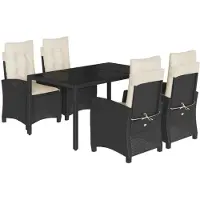 vidaXL Ensemble de jardin 5 pièces avec coussins Noir Poly Rattan