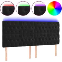vidaXL LED Tête de lit noir 180x7x118/128 cm velours