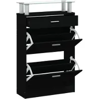 vidaXL Armoire à chaussures Noir 63x24x104 cm Bois d'ingénierie