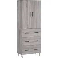 vidaXL Highboard Gris Sonoma 69,5x34x180 cm Matériau dérivé du bois