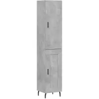 vidaXL Highboard gris béton 34,5x34x180 cm Bois composite