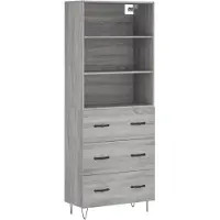 vidaXL Highboard Gris Sonoma 69,5x34x180 cm Matériau dérivé du bois