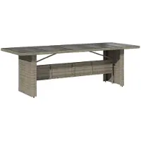 vidaXL Table de jardin avec plateau en verre Gris 240x90x75 cm Poly rotin
