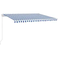 vidaXL Store manuel rétractable avec LED 450x350 cm bleu et blanc