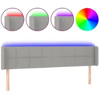 vidaXL Tête de lit LED gris clair 183x16x78/88 cm Tissu