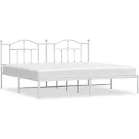vidaXL Cadre de lit avec tête de lit en métal blanc 200x200 cm