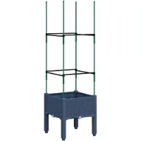 vidaXL Jardinière avec treillis bleu gris 40x40x142,5 cm PP