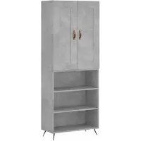 vidaXL Highboard gris béton 69,5x34x180 cm Bois composite
