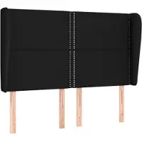 vidaXL Tête de lit avec oreilles noir 147x23x118/128 cm Tissu