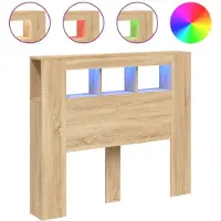 vidaXL Tête de lit LED Chêne Sonoma 120x18,5x103,5 cm Matériau dérivé du bois