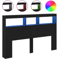 vidaXL Tête de lit LED avec étagères Noir imitation chêne 160x17x102 cm