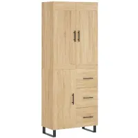 vidaXL Highboard chêne Sonoma 69,5x34x180 cm Matériau dérivé du bois
