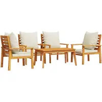 vidaXL Ensemble de salon de jardin 5 pièces avec coussins en bois massif d'acacia