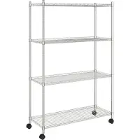vidaXL Étagère de rangement 4 niveaux et roues 90x35x142 cm chrome
