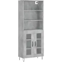 vidaXL Highboard gris béton 69,5x34x180 cm Bois composite