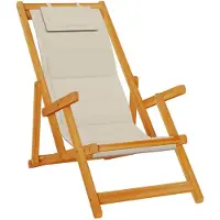 vidaXL Chaise pliante avec accoudoirs, en bois d'acacia coloris taupe et tissu Textilene