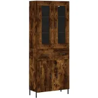 vidaXL Highboard chêne fumé 69,5x34x180 cm bois composite