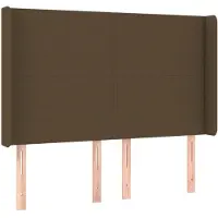 vidaXL Tête de lit avec oreilles brun foncé 147x16x118/128 cm Tissu