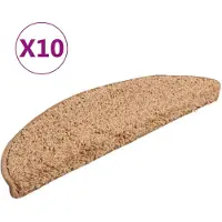 vidaXL Tapis d'escalier 10 pièces 56x17x3 cm Beige Demi-rond