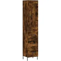vidaXL Highboard chêne fumé 34,5x34x180 cm bois composite