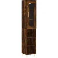 vidaXL Highboard chêne fumé 34,5x34x180 cm bois composite