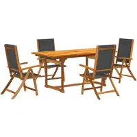 vidaXL Ensemble de jardin 5 pièces en bois massif d'acacia et textilène