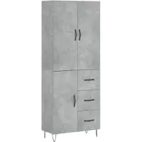 vidaXL Highboard gris béton 69,5x34x180 cm Bois composite