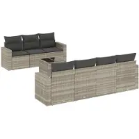vidaXL Ensemble de jardin canapé 8 pièces avec coussins gris clair Poly rotin