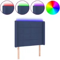 vidaXL Tête de lit LED bleue 93x16x118/128 cm Tissu