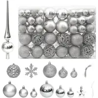 vidaXL Ensemble de boules de Noël 111 pièces argenté polystyrène