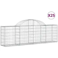 vidaXL Paniers à gabions arqués 25 pcs 200x30x60/80 cm Fer galvanisé
