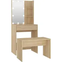 vidaXL Ensemble de coiffeuse avec LED Chêne Sonoma Bois composite