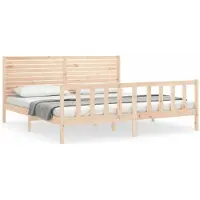 vidaXL Lit en bois massif avec tête de lit