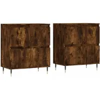 vidaXL Sideboards 2 pcs. Chêne fumé Bois composite