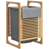 vidaXL Panier à linge avec sac gris 32x30x36,5 cm bambou