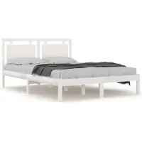 vidaXL Lit en bois massif blanc 200x200 cm