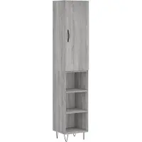 vidaXL Highboard Gris Sonoma 34,5x34x180 cm Matériau dérivé du bois
