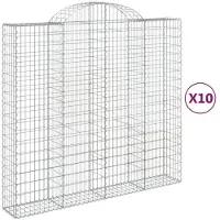 vidaXL Gabions avec arc surélevé 10pcs 200x50x180/200cm Fer galvanisé