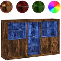 vidaXL Sideboard avec lampes LED chêne fumé 162x37x100 cm