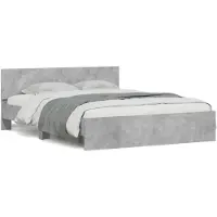 vidaXL Cadre de lit avec tête de lit gris béton 140x200 cm