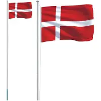 vidaXL Drapeau du Danemark avec mât en aluminium de 6,08 m