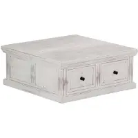 vidaXL Table basse blanche 70 x 70 x 30 cm en bois massif de manguier