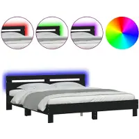 vidaXL Sommier avec tête de lit et éclairage LED noir 160x200 cm
