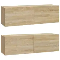 vidaXL Armoires murales TV 2 pièces chêne Sonoma 100x30x30 cm matériau bois