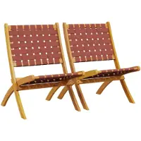 vidaXL Chaises de jardin 2 pcs. Pliable Rouge Bois massif Acacia & Tissu